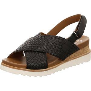 Black Ara Shoes Wedge Valencia Women's Sandals | ARA831DOI