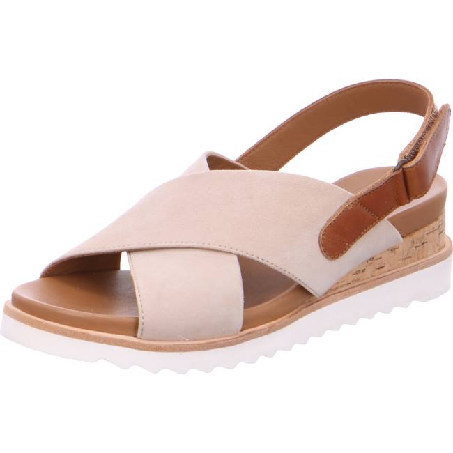 Beige Ara Shoes Wedge Valencia Sand Women\'s Sandals | ARA578TYR