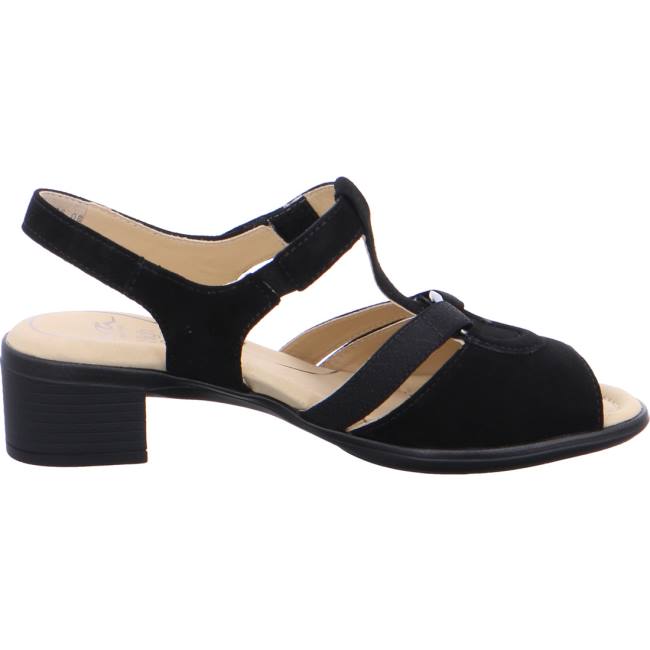 Black Ara Shoes Heeled Lugano Women's Sandals | ARA721DCK