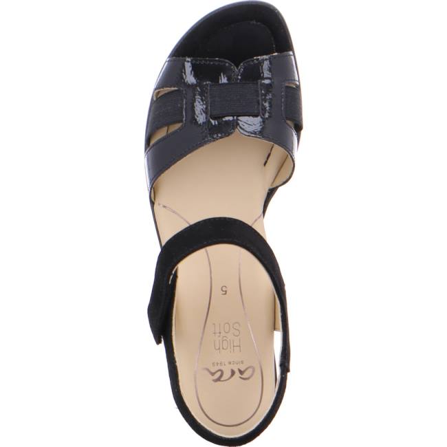 Black Ara Shoes Heeled Lugano Women's Sandals | ARA802WKO