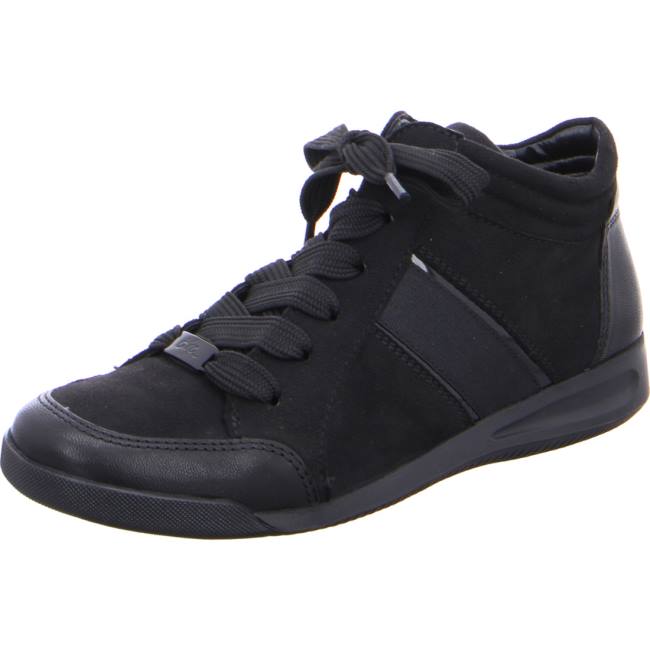 Black Ara Shoes High Top Rom Women\'s Sneakers | ARA628SUV