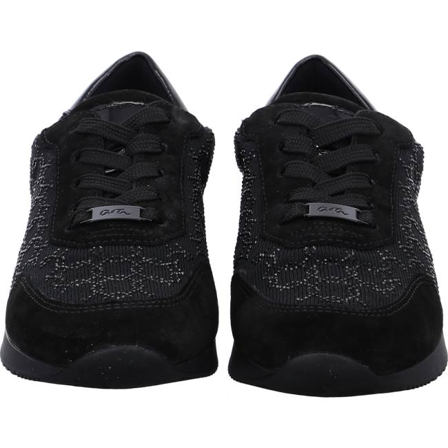 Black Ara Shoes Lissabon Women's Sneakers | ARA490LIY