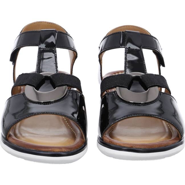 Black Ara Shoes Wedge Kreta Women's Sandals | ARA874SGD