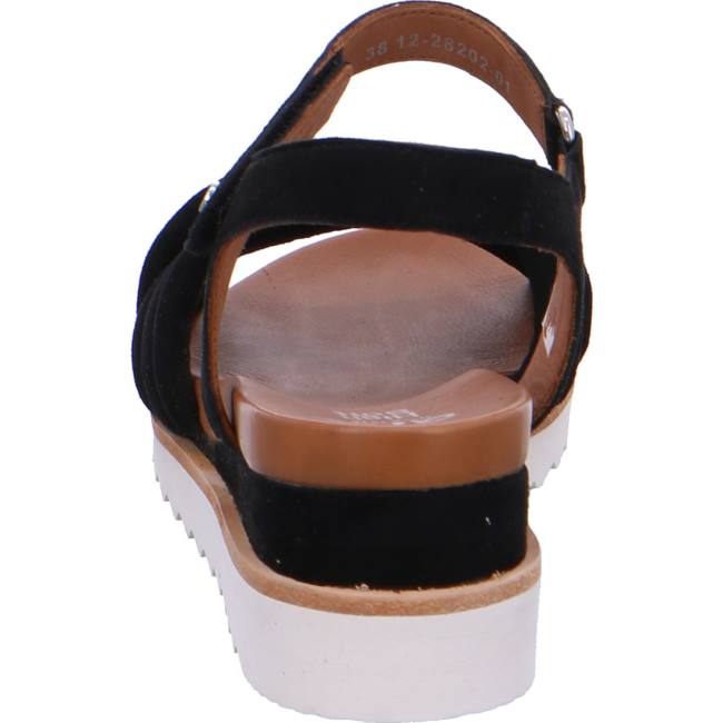 Black Ara Shoes Wedge Valencia Women's Sandals | ARA708YJB