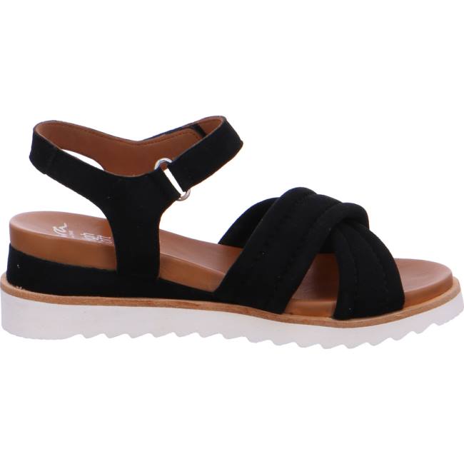 Black Ara Shoes Wedge Valencia Women's Sandals | ARA708YJB