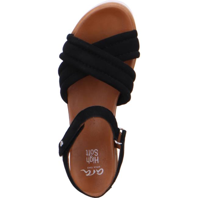 Black Ara Shoes Wedge Valencia Women's Sandals | ARA708YJB