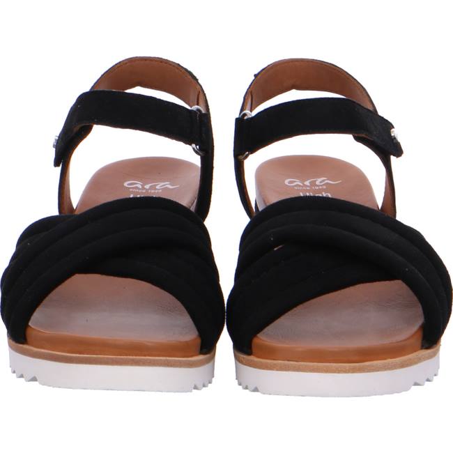 Black Ara Shoes Wedge Valencia Women's Sandals | ARA708YJB