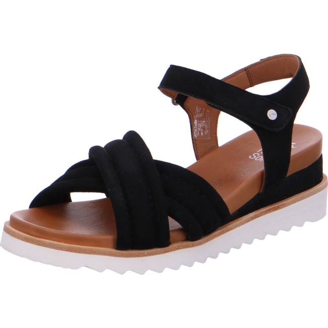 Black Ara Shoes Wedge Valencia Women\'s Sandals | ARA708YJB