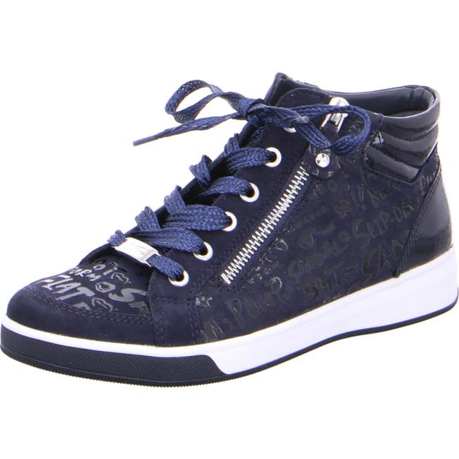 Blue Ara Shoes High Top Rom Navy Women\'s Sneakers | ARA214PEU