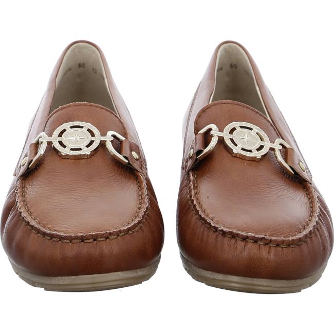 Brown Ara Shoes Alabama Cognac Women's Loafers | ARA046FAC