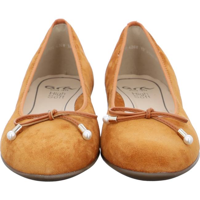 Brown Ara Shoes Ballet Pumps Sardinia Ambra Women's Ballerina | ARA170THK