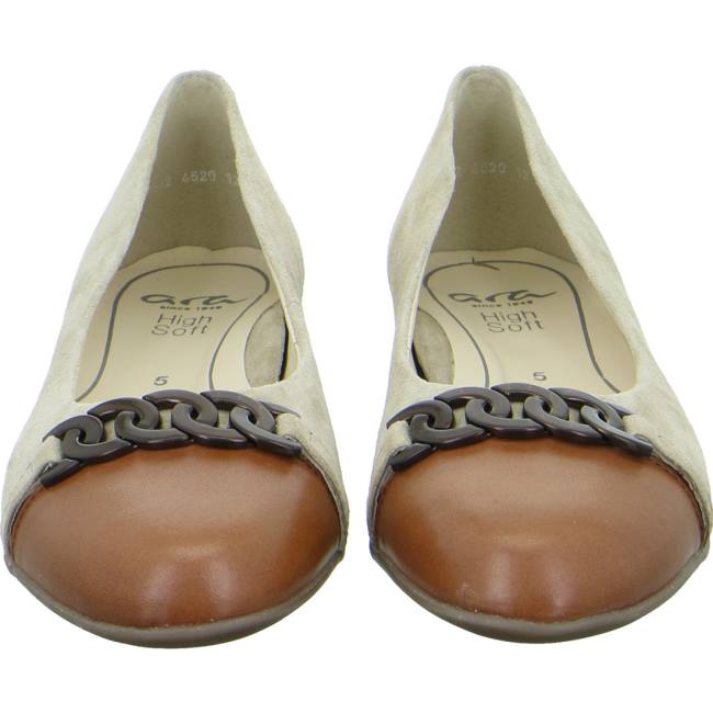 Brown Ara Shoes Ballet Pumps Sardinia Sand Brandy Women's Ballerina | ARA185NKC