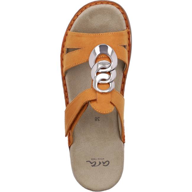 Brown Ara Shoes Hawaii Ochre Women's Mules | ARA978YBA