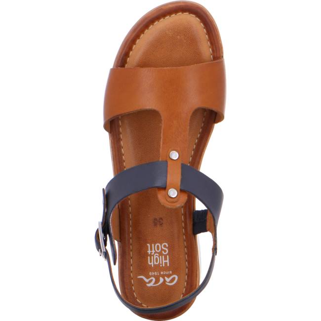 Brown Ara Shoes Kreta Cognac-blue Women's Sandals | ARA325XWQ