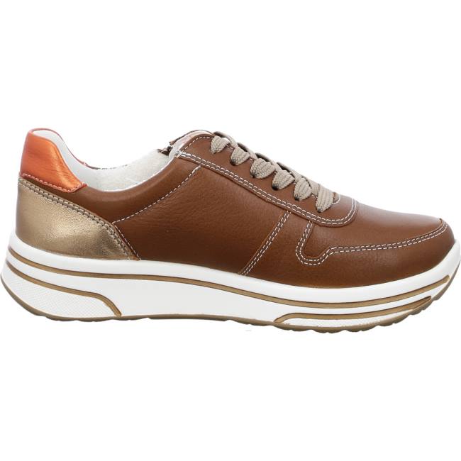 Brown Ara Shoes Lace-ups Sapporo Cognac Women's Sneakers | ARA648HZF