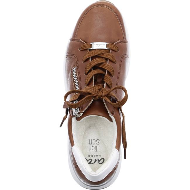 Brown Ara Shoes Osaka Cognac Women's Sneakers | ARA819JXN