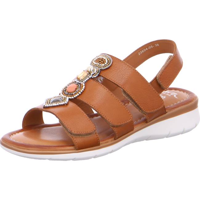 Brown Ara Shoes Wedge Kreta Cognac Women\'s Sandals | ARA391SIM