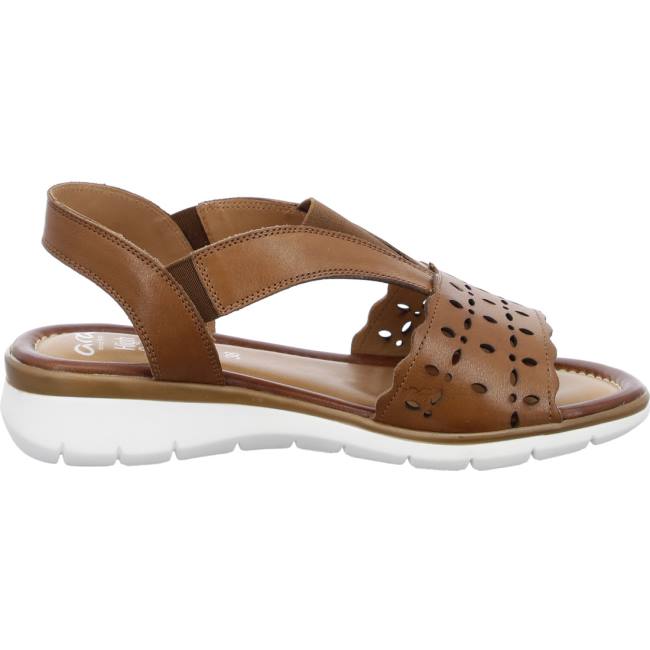 Brown Ara Shoes Wedge Kreta Cognac Women's Sandals | ARA634BMI