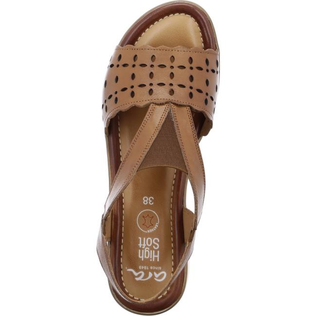 Brown Ara Shoes Wedge Kreta Cognac Women's Sandals | ARA634BMI