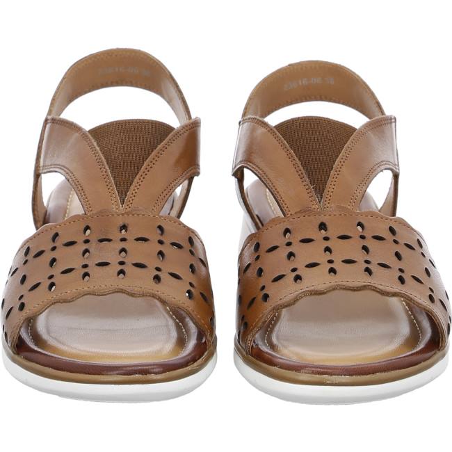 Brown Ara Shoes Wedge Kreta Cognac Women's Sandals | ARA634BMI