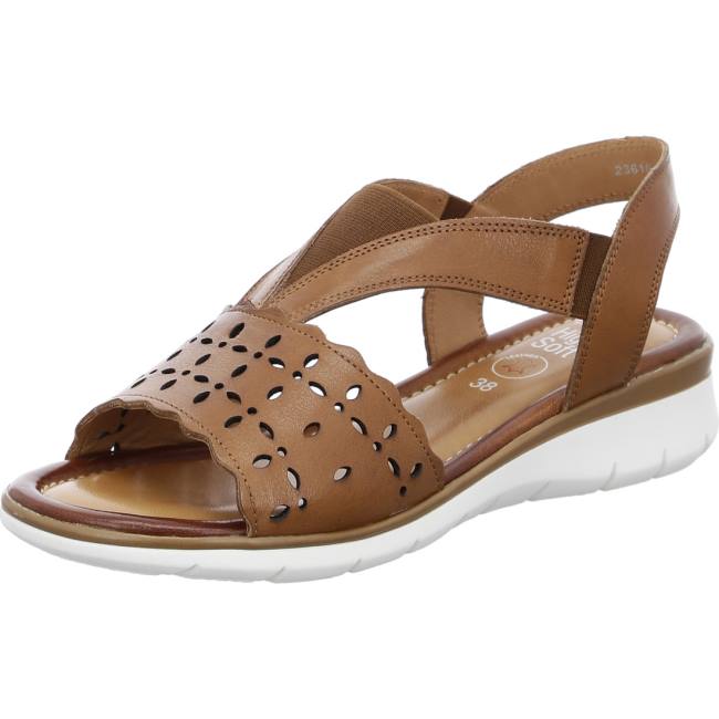 Brown Ara Shoes Wedge Kreta Cognac Women\'s Sandals | ARA634BMI