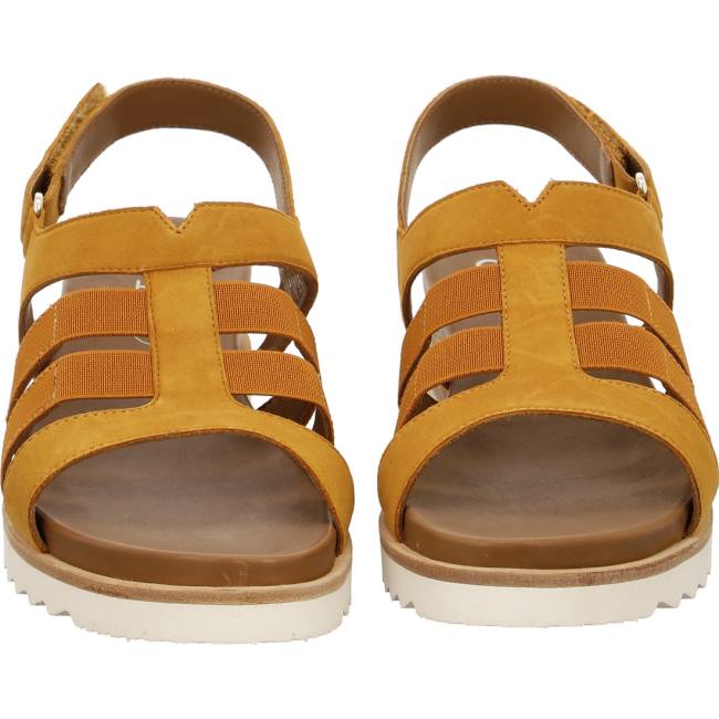 Brown Ara Shoes Wedge Valencia Ochre Women's Sandals | ARA204UHZ