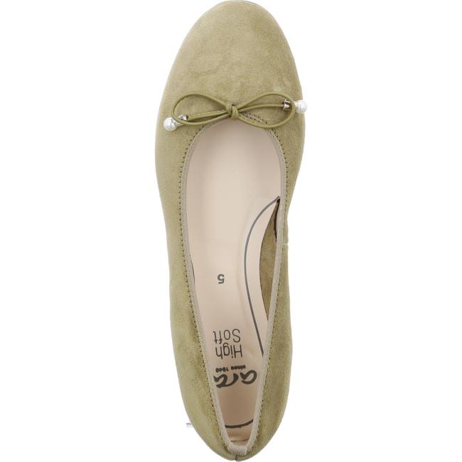 Green Ara Shoes Ballet Pumps Sardinia Khaki Women's Ballerina | ARA245FCI