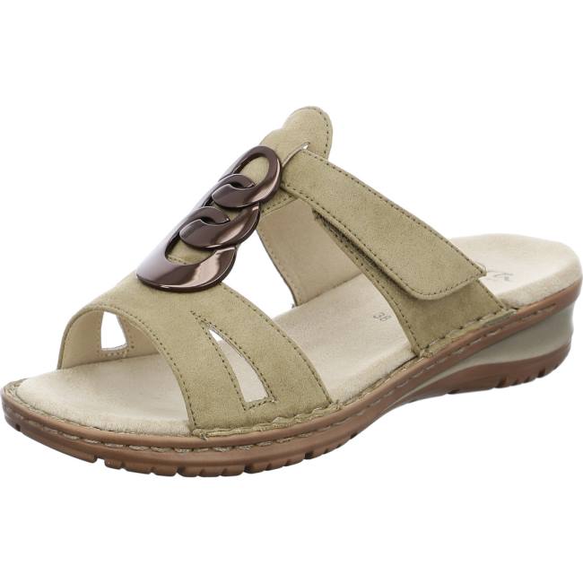 Green Ara Shoes Hawaii Khaki Women\'s Mules | ARA680GYN