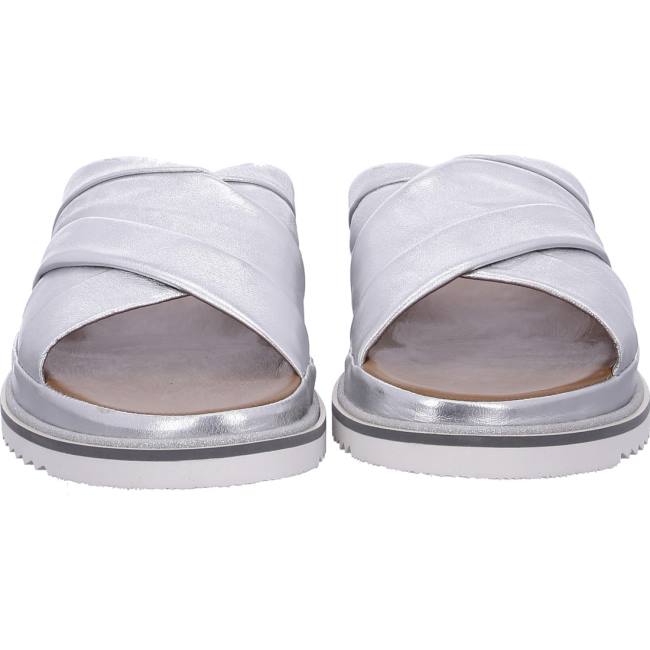 Grey Ara Shoes Dubai Silver Women's Mules | ARA958TEB