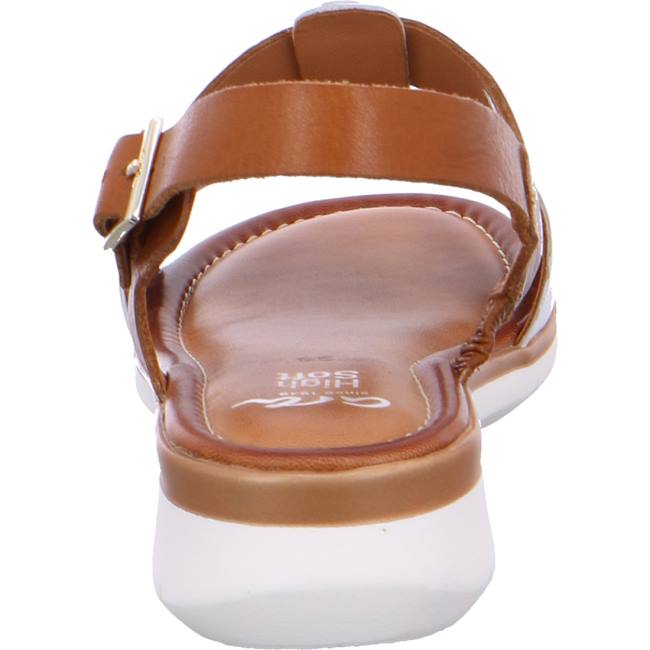 White Ara Shoes Kreta Cognac-white Women's Sandals | ARA625YPJ