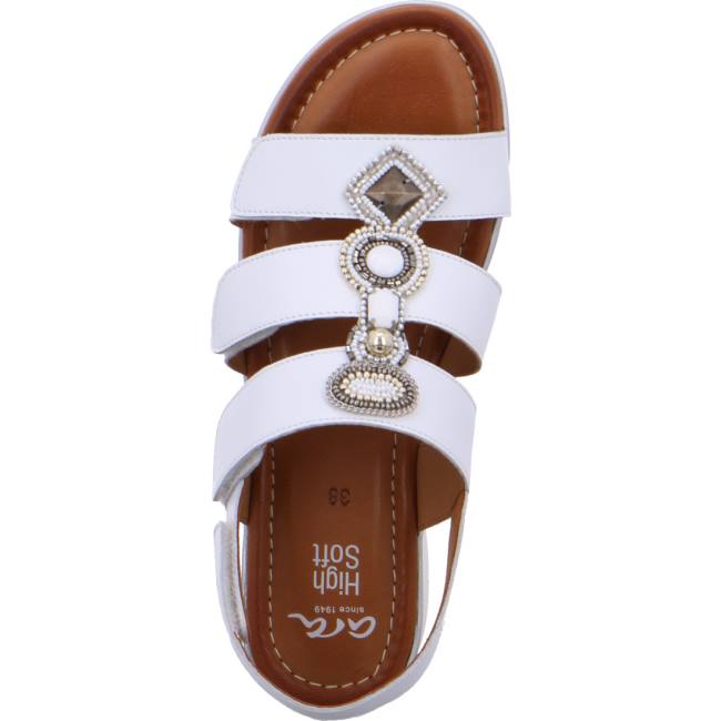 White Ara Shoes Wedge Kreta Women's Sandals | ARA825BZO