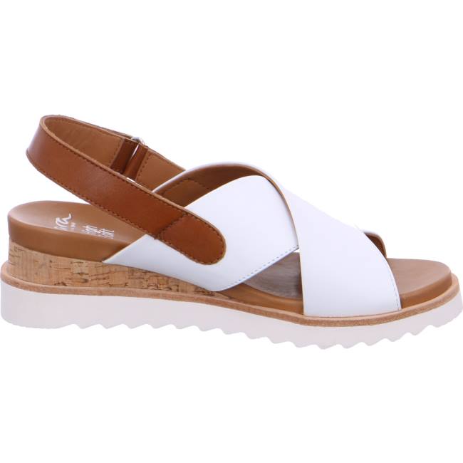 White Ara Shoes Wedge Valencia Women's Sandals | ARA389QVD