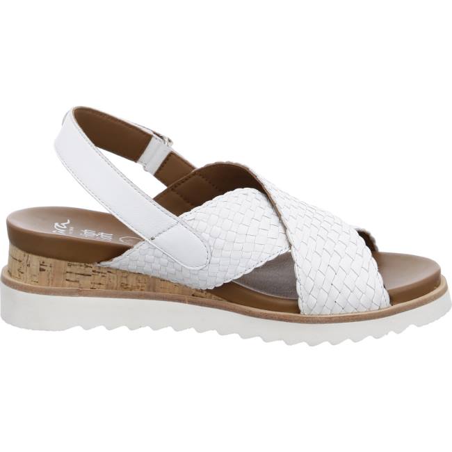 White Ara Shoes Wedge Valencia Women's Sandals | ARA421JEQ