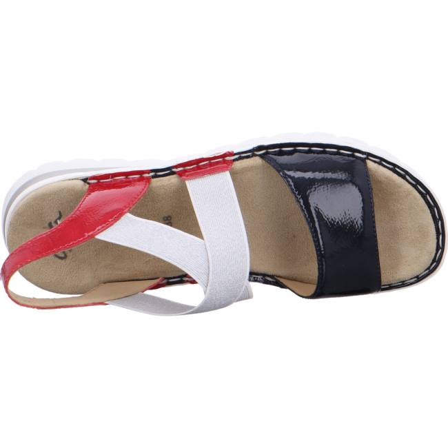 White / Black / Red Ara Shoes Tampa Navy Rosso Women's Sandals | ARA654AXY