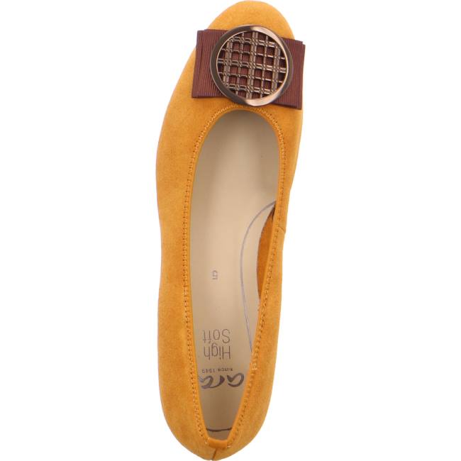 Yellow Ara Shoes Ballet Pumps Bari Curry Women's Ballerina | ARA742YEI