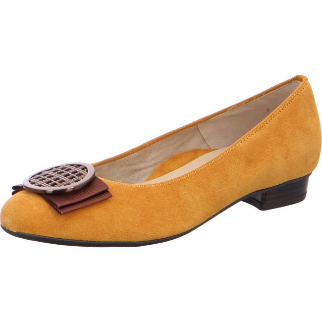 Yellow Ara Shoes Ballet Pumps Bari Curry Women\'s Ballerina | ARA742YEI